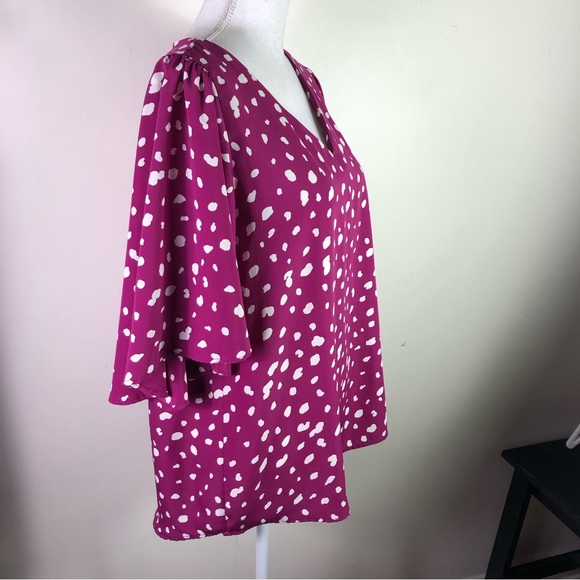 Andree by Unit Women’s polka dot flare sleeve oversized pullover blouse top Sz M - Picture 3 of 8